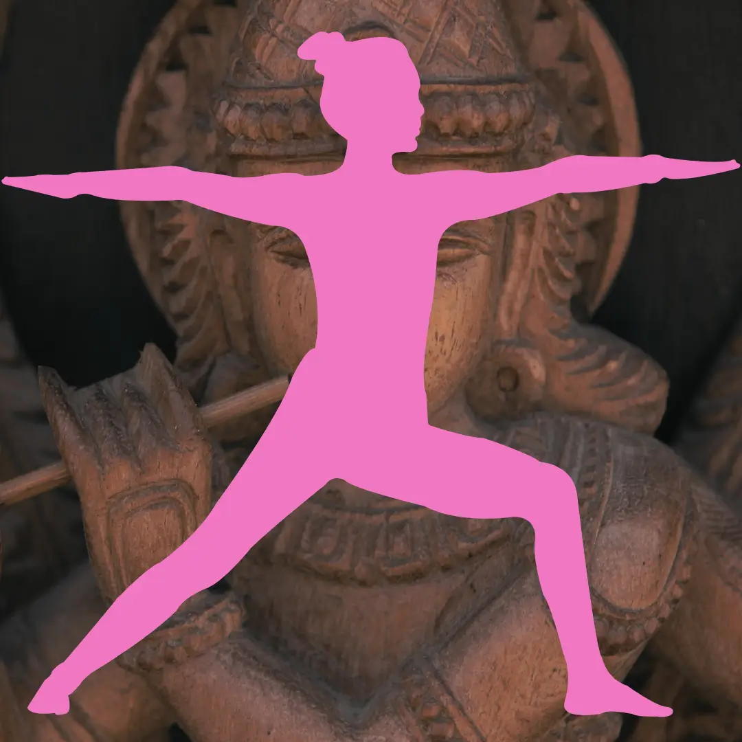 Woman shape in pink doing yoga