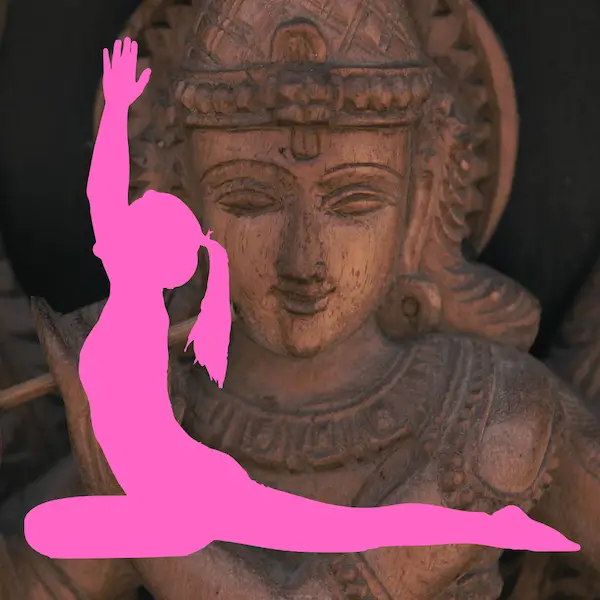 Woman shape in pink doing yoga