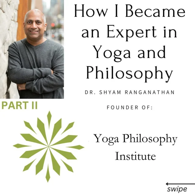 This is PART II of two posts. If you are seeing this first, check out PART I @yogaphilosophy_com. 

The Yoga Philosophy Institute is a very different source of information on Yoga and Philosophy online. It is ordinary for authorities in Yoga Studies who claim to know about the tradition to have no formal training in philosophy and to admit that they can't understand classical texts such as the Yoga Sūtra on their own without a commentary and to blame it for being too difficult to understand. In this first of two carousel posts, Dr. Shyam Ranganathan, founder of the Yoga Philosophy Institute, shares his journey to becoming a Yoga and Philosophy expert. When people ask him who he learned the Yoga Sūtra and other classical texts of South Asian philosophy from, he answers: from the authors themselves.  Patañjali, the author of the Yoga Sūtra is Dr. Shyam's teacher because Dr. Shyam is a philosopher who can translate the work of another philosopher, namely Patañjali. 

For a fuller account of Dr. Shyam's research, publications and contributions to scholarship, check out his bio. Click the link in the bio (yogaphilosophy.com/new) and choose "Dr. Shyam's Bio" from the "About" menu. 

#alleightlimbs #beyondasana #igyoga #ishvarapranidhana #neverstoplearning #onlinelearning #onlineyoga #Patanjali #philosophy #sanskrit #sanskritforyogis #Svādhyāya #tapas #yoga #yogacourse #yogaalliance #yogahistory #yogaoffthemat #yogaonline #yogaphilosophy #yogapractice #yogaresearch #yogastudies #yogasutra #yogateachers #yogateachertraining #yogis #ahimsa