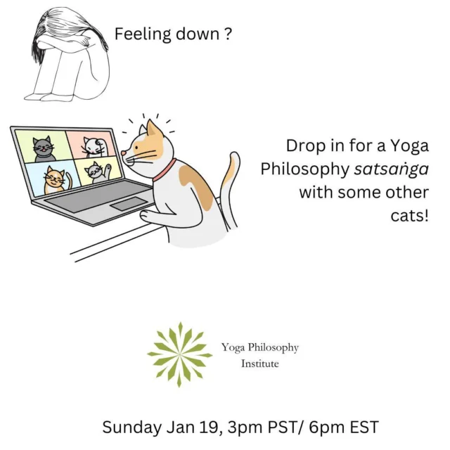 We are conducting our monthly satsaṅga this Sunday, Jan 19, 3pm PST, 6pm ET. Satsaṅgas are meetings where teachers share inspirational content with students. We will be reflecting on what Yoga, the philosophy, teaches us about challenging times. All welcome. Attendance is pay what you can. If you are interested in joining, head over to yogaphilosophy.com, click on this graphic in the ‘latest news’ section to join the list to access the meeting. 

Yoga Philosophy (YACEP, CYA- RYSGOLD) is by Professional Philosopher and Scholar, Dr. Shyam Ranganathan. Sign up for the list: yogaphilosophy.com/bio. Undertake the 100 hour, Level 1 Certification. Click on the link in the bio, click on the post for Level 1 and 2 Certification Information, and follow the link. 

#alleightlimbs #beyondasana #igyoga #ishvarapranidhana #neverstoplearning #onlinelearning #onlineyoga #Patanjali #philosophy #sanskrit #sanskritforyogis #Svādhyāya #tapas #yoga #yogacourse #yogaalliance #yogahistory #yogaoffthemat #yogaonline #yogaphilosophy #yogapractice #yogaresearch #yogastudies #yogasutra #yogateachers #yogateachertraining #yogis #ahimsa