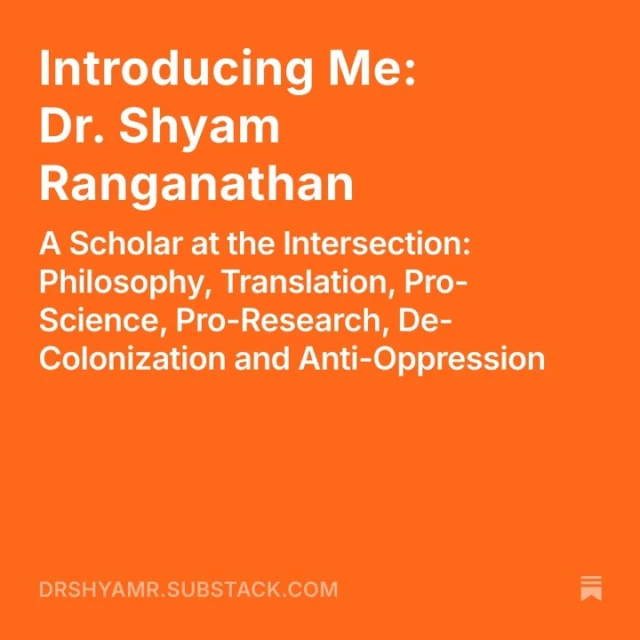 Hi all, this is Shyam Ranganathan, founder of the Yoga Philosophy Institute. I've decided to start a blog that discusses the wider implications of my research. I know I've made a name for myself on Yoga, but that expertise is actually a result of a lot of other research concerning research methodology, knowledge, objectivity, and reason. The same problems that are showing up as a shift to the far-right, and an increased tolerance for oppression and discrimination show up in the academy in very ordinary and normalized ways in the way it deals with non-Western traditions. Getting to the bottom of the assumptions that gives rise to science skepticism and fascism, for instance, requires exploring lots of philosophical issues that do not get discussed in the Western tradition as it's the reason we're where we are now.  To follow this free blog, head over to substack. My handle is:  drshyamr (that's, doctor shyam r).

#alleightlimbs #beyondasana #science #ishvarapranidhana #neverstoplearning #onlinelearning  #philosophy #yogaphilosophy #yogapractice #yogaresearch  #ahimsa #colonialism #dei #stupidity #irrationality