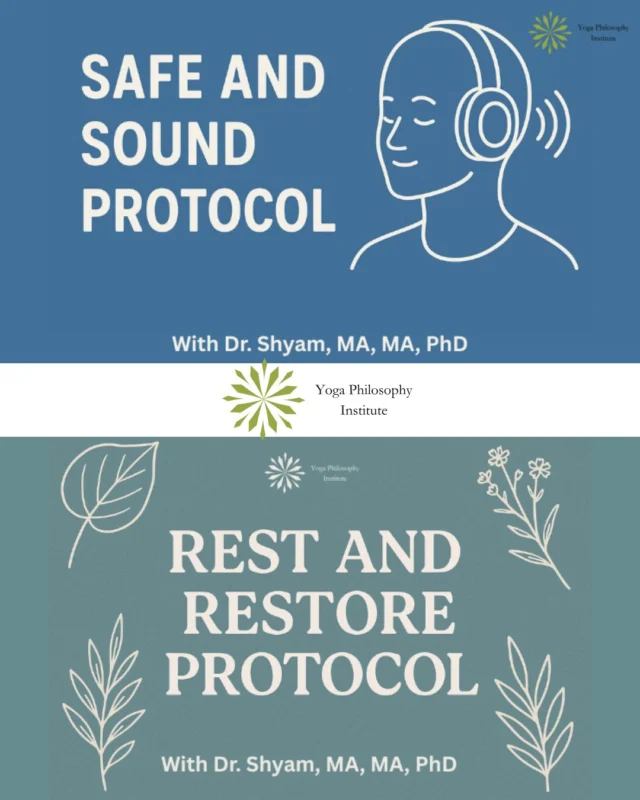 🧘♀️ Summer Offerings for Nervous System Renewal 🌿

We’re excited to share two powerful interventions — one brand new — that beautifully complement our Yoga Philosophy courses.

Rooted in Polyvagal Theory and echoing ancient Yoga analysis of bodily composition, these protocols were created by Dr. Stephen Porges and are facilitated by Dr. Shyam, who provides a philosophical context for supporting and tracking progress through these protocols. 

✨ Safe and Sound Protocol
✨ Rest and Restore Protocol

Both are passive audio therapies that help practitioners reboot their nervous system. 

We’ve experienced the benefits firsthand — these are remarkable tools for rebooting and regulating the nervous system.

Explore more + watch a free 1-hour webinar on how ancient Yoga sheds light on the fidings of Polyvagal Theory at yogaphilosophy.com → scroll to “Latest News.” Cart closes June 6. 

#YogaPhilosophy #PolyvagalTheory #NervousSystemHealing #SafeAndSoundProtocol #RestAndRestore #DrShyam #StephenPorges #YogaAndScience