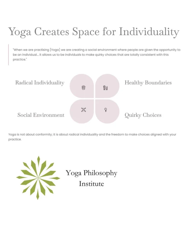 Yoga and Individuality 🌱🧑🎨

“Yoga is about being part of a lineage and community.”

This impression comes from Yoga’s transmission in lineages and communities. 

Correction: Yoga stabilizes ethical conditions so individuals can make unconservative, self-authored choices without harming others.

📍 Recommended course: Level 1: 100-Hour Yoga Philosophy Certification (find at yogaphilosophy.com)
💬 Question: How has discipline supported your individuality rather than restricted it?
👉 Let us know what you think in the comments.