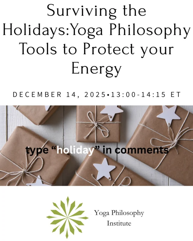 🎄 Holiday season feeling a little… extra? 🎁 
Join us for a short, low-cost clinic that turns Yoga Philosophy into practical tools for staying grounded through the holiday chaos.

You’ll walk away with simple, reliable practices to not just survive—but actually enjoy the holidays.

BONUS: We are throwing in an extra downloadable toolkit with journal prompts AND access to the recording (for those who cannot make the time). 

Type “holiday” in the comments for more info on the event and how to join.